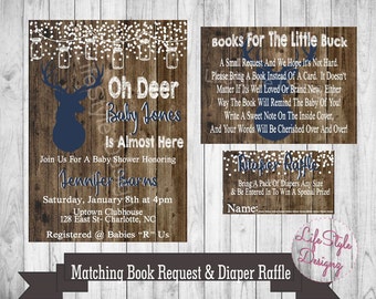 Rustic Baby Shower Invitation - Oh Deer - Winter Baby Shower - Rustic Invite - Babyshower - Snow Baby - Baby Buck On The Way - Deer -