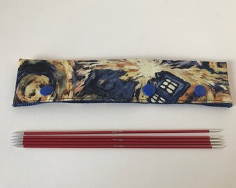 Exploding Police Box Needle Cosy, DPN Needle Minder, Circular Needle Minder, Circular Needle Cosy, DPN holder 8inch/20cm