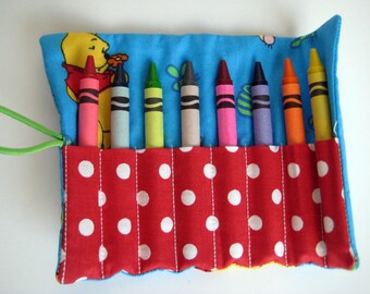 Crayon Roll Wallet Winnie the Pooh, Tigger and Piglet Includes 8 Crayons