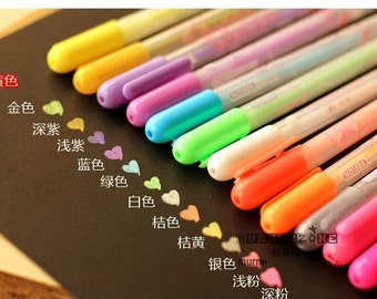 12 pcs/lot Watercolor Chalk pen Set for Photo Scrabooking album decor Markers Highlighter School Supplies