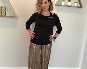 Blush Pleated Midi Skirt