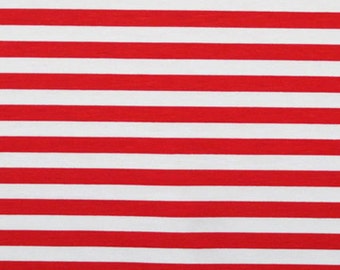 Red stripes 1/2" 1 yard cotton lycra knit CL
