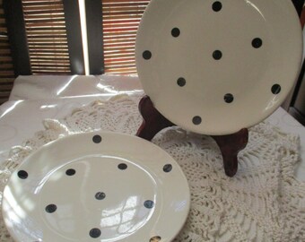 Swinnertons Black and White Dotty Retro Vintage Set of Two Side Plates