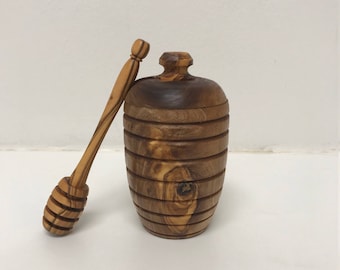 Olive Wood Honey Pot w/ Dipper