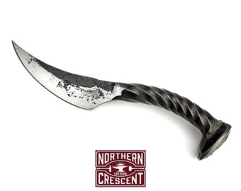 Railroad Spike Knife, railroad spike art, hand forged knife, personalized knife, hunting knife, blacksmith knife, engraved knife, item K2