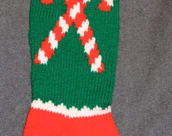 Candy Cane Personalized Knit Christmas Stocking