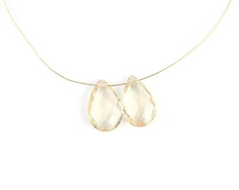 Oregon Sunstone Faceted Pear Briolette Matched Set 13 MM Peach Schiller Plush Semi Precious Gemstone
