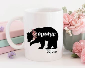 One single (1) Sublimation Mama Bear mug, mother's day, soon to be mom, mom gift, x-mas gift, christmas mug, funny mug, customization mug