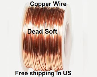 1/2 Lb. Round Solid Copper Wire ( Dead Soft ) On Spool - 99.9% Pure Copper ( Gauges -10 - 12 - 14 - 16 - 18 - 20 - 22 - 24 - 26 - 28 - 30 )