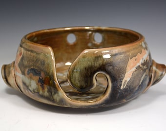Bronze Knitting Bowl, Yarn Bowl, pottery yarn bowl, pottery knitting bowl, handmade ceramic yarn bowl, READY to Ship