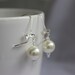Ivory glass pearl leverback earrings (0189)