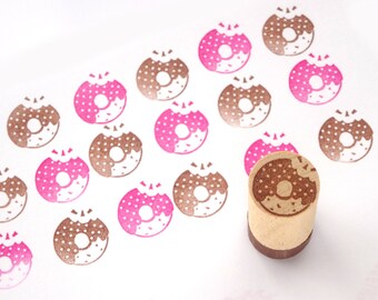 Doughnut rubber stamp, Kawaii stationery, Sweets gift wrap, Custom stamp, Japanese stamp, Hobonichi stamp, Cafe stamp, Gift wrapping idea