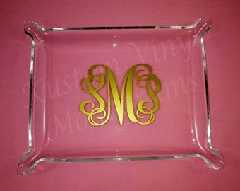 monogrammed acrylic jewelry trays