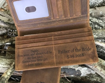 Father's day gifts for Men Gift for Dad, Mens Wallet, Personalized leather Wallet, Father of the Bride, Husband gift, slim Leather wallet