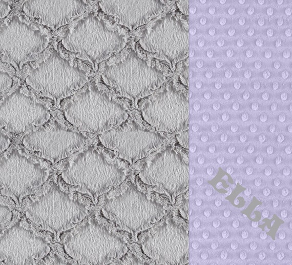 Personalized Baby Blanket, Baby Girl Baby Blanket, Lavender Gray Geometric Blanket, Minky Baby Blanket, Choose Your Own Colors, Baby Gift