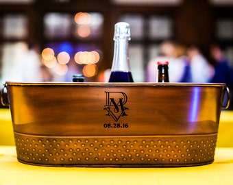 Personalized Copper Finish Galvanized Beverage Tub & Wine Bucket Gift for Weddings, Parties, Shower, Birthdays, Housewarming, Anniversary