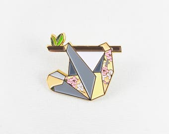 Origami Sloth Soft Enamel Pin,Enamel Pin,Origami Jewelry,Sloth Pin,Origami Sloth,Pin,Sloth Gift,Enamel Pins,Sloth Jewelry,Stocking Stuffer