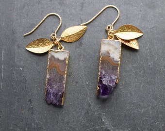 gift for her Amethyst earrings purple gemstone earrings amethyst jewelry purple dangle earrings amethyst drop earrings February birthstone