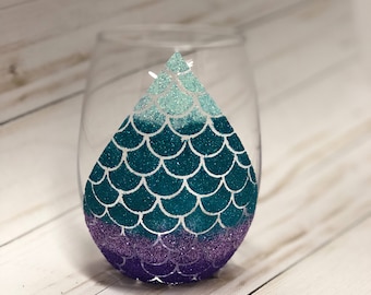 Stemless Mermaid Wine glass