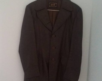 1970s mens leather jacket. Made by Clifton Nappa, manufacturer Strong and fisher