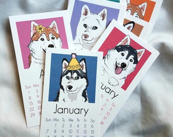 2018 Siberian Husky Calendar - Printed on Recycled Linen Paper
