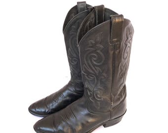 Cowboy Boots Vintage Black Justin 9.5 or 11, Justin Black Cowboy Boots 9.5 or 11, Clean Cowboy Boots Black 9.5 or 11, Justin Riding Boots