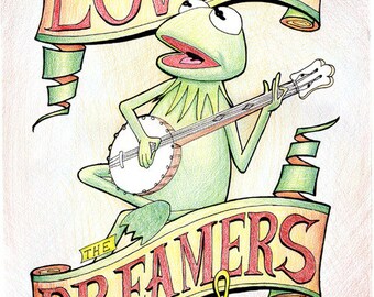 Kermit the Frog The Lovers the Dreamers and Me Rainbow Connection Art Print