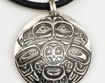 Haida Indian Eagle Fine Silver Necklace - NW Coast Indian Key Ring - Haida Eagle Pendant - Fine Silver Salish Eagle Talisman - NW Coast Gift
