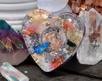 Orgonite® Heart - Love - EMF Protection - Handmade - Quartz Crystal - Crystals - HoodxHippie - Kunzite - Good Vibes- Mothers Day Gift