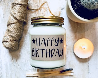 Happy Birthday Scented Natural Soy Candle , birthday gift , birthday candle