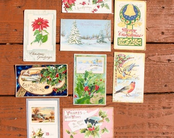 9 very old Christmas postcards