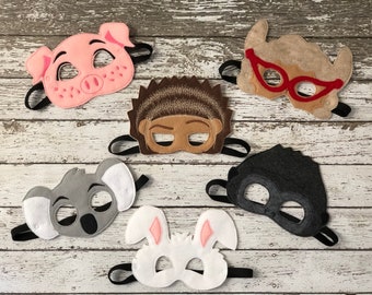 SING Movie Inspired Masks Ash Porcupine Rosita Pig Johnny