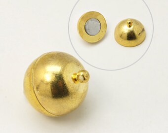 5 Sets Gold Tone Round Magnetic Clasps 8mm (B143g)