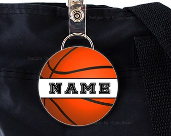 2.25" Bag Tag Personalized Sports Themed designs Mylar covered printed image Basketball, Baseball, Golf, Soccer