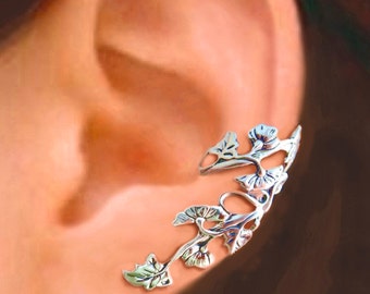 Art Nouveau Stream flower ear cuffs Sterling Silver earrings Art Nouveau earring Sterling silver ear cuff vine ear clip ear cuff 064139 DD
