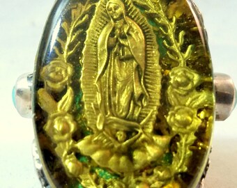 Barbosa ~San Miguel de Allende~Huge~Guadalupe~925~Adjustable SIZE 7~Ring