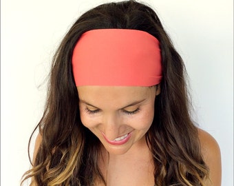 Yoga Headband - Workout Headband - Fitness Headband - Running Headband - Coral Burst Print - Boho Wide Headband
