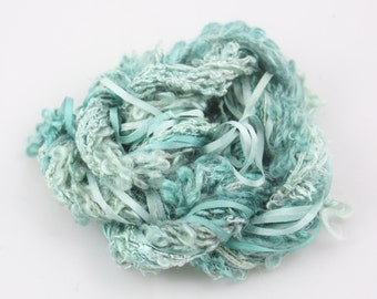 Aqua Teal Ocean Blue Silk embroidery Thread Silk ribbon Hand Dyed sewing weaving supplies embellishment jewellery supplies