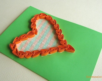 Love Heart Quilling Card, Valentine's Day Card, Heart Greeting Card, I love you card, Heart Card