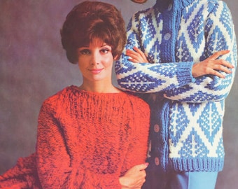 Vintage Knitting Sweater pattern PDF Loose sweater 1960s knitting
