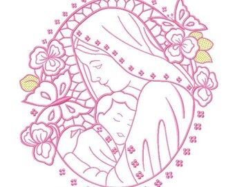 Madonna and child with incisions
