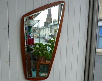 Mid Century Teak ASYMETRIC Mirror Made in Denmark DANISH Vintage Retro Scotland Hall
