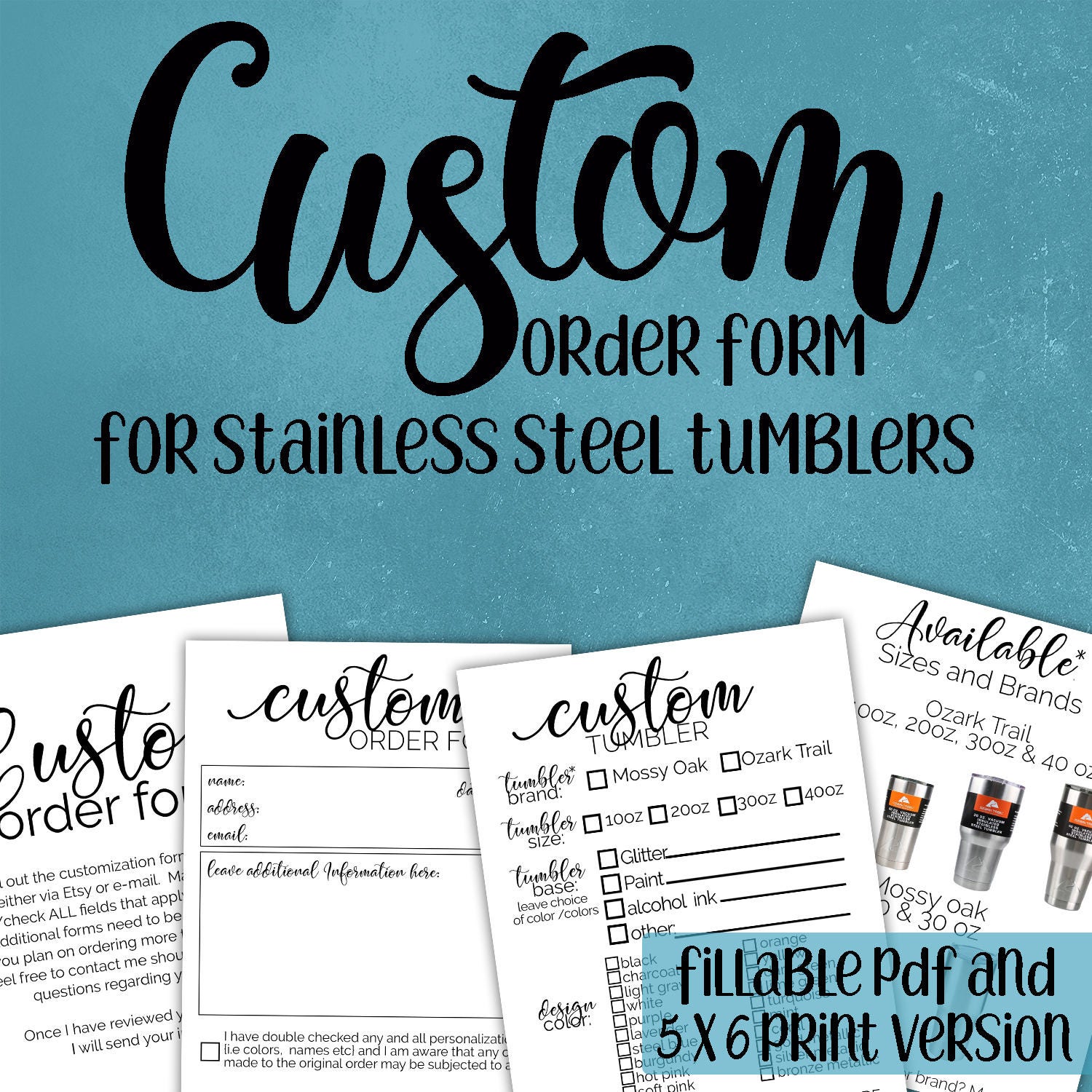 custom order request tumbler order form tumbler order place cards word template