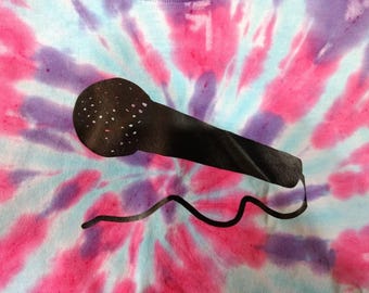 Microphone Graphic X Small (4) Child's Tie-Dye T-Shirt Premade in Pink, Purple, and Blue. Premade and Ready to Ship.
