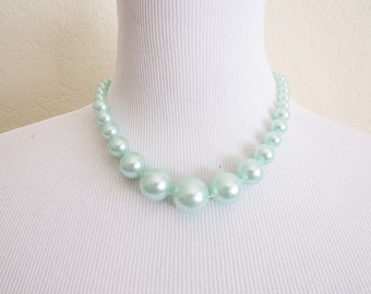 Vintage Sea Foam Green Necklace Beaded for Mermaids Costume Jewelry Cosplay Accessory Jewelry Under the Sea