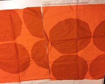 Marimekko "Kivet" orange 100% cotton fabric remnant x 2