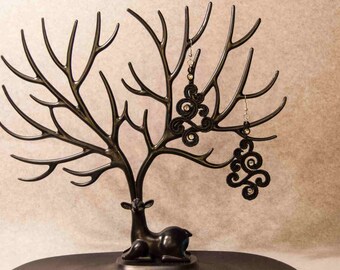 Light weight lace earrings. Black scrolls