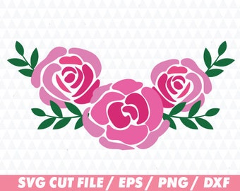 Rose svg, Flower svg, Floral svg, Floral Cricut, Flower wreath svg, Floral wreath svg, Laurel svg, Leaf svg, Monogram svg, Rose cricut