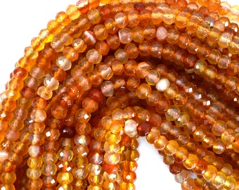6mm faceted carnelian rondelle beads 15" strand 39296