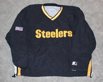 Vintage 90s NFL Pro Line Pittsburgh Steelers Football Starter Brand Mens Size XL or Oversized Womens Long Sleeve Pullover Windbreaker Jacket